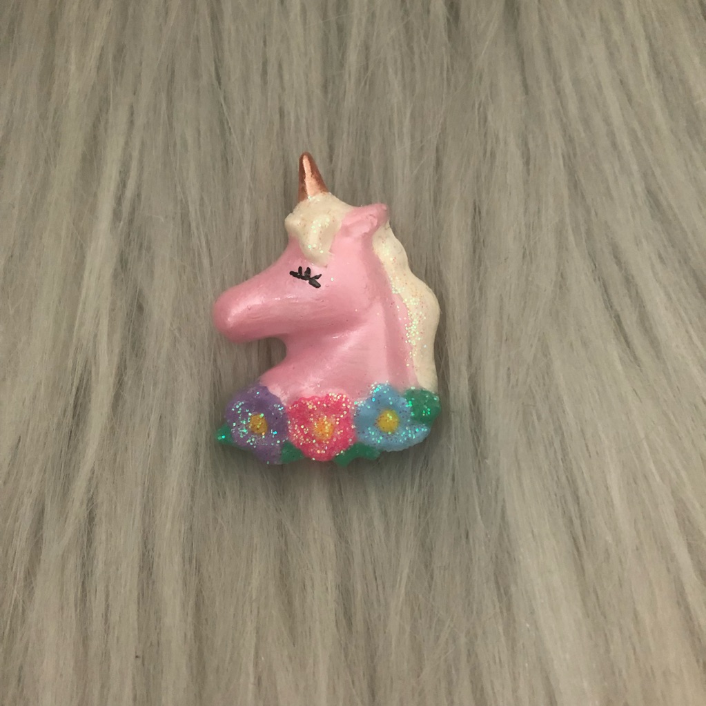 Pink Unicorn Hand Painted Resin Brooch Pin